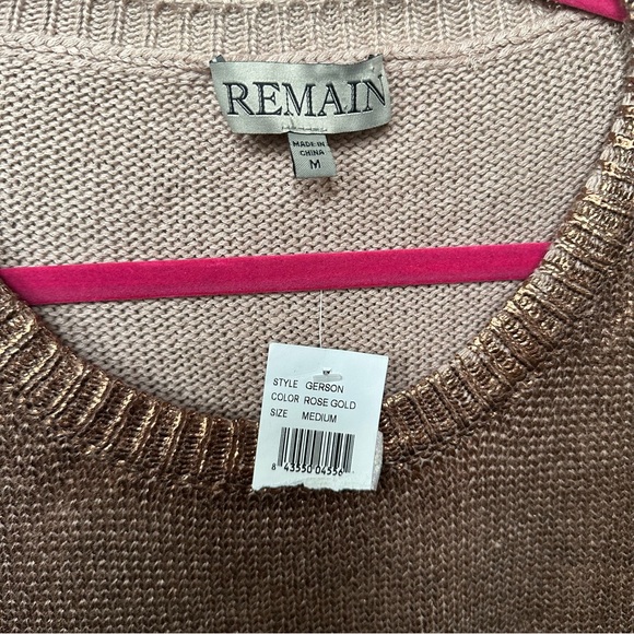 REMAIN Gerson Rose Gold/Bronze 3/4 sleeve sweater Medium NWT - Picture 3 of 6